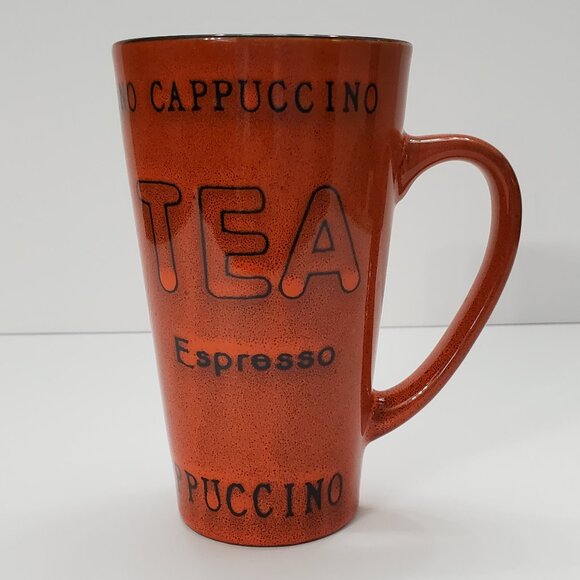 Pfaltzgraff Basics Latte Mugs Burnt Orange Dark Red Tall Coffee Mugs - Picture 2 of 10